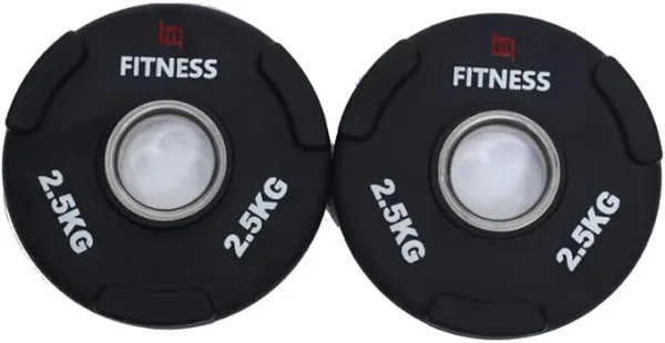 Bq Fitness Weight Plate, 2.5Kg Pieces, Olympic Grip Holes, Black, Rubber Coated